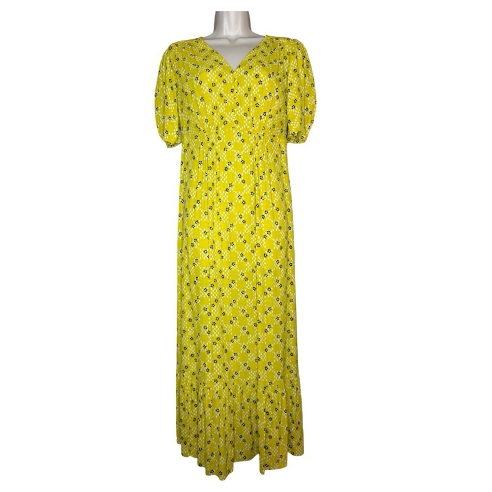 Per Una M&S Marks & Spencer Yellow Printed Prairie Maxi Dress size 4